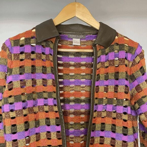 SIGRID OLSEN Vintage Halloween Retro Funky Jacquard Cardigan XS - Picture 2 of 7